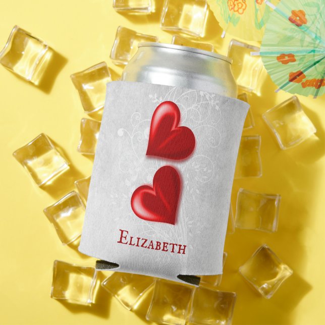 Red Hearts Personalized Can Cooler (In Situ Summer)