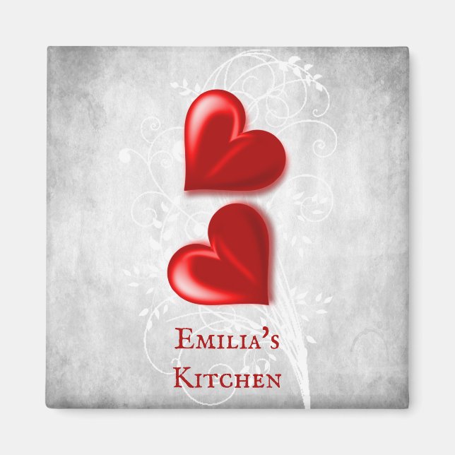 Red Hearts Personalized Magnet (Front)