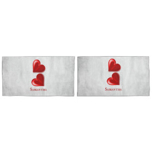 Red Hearts Personalized Pillow Case