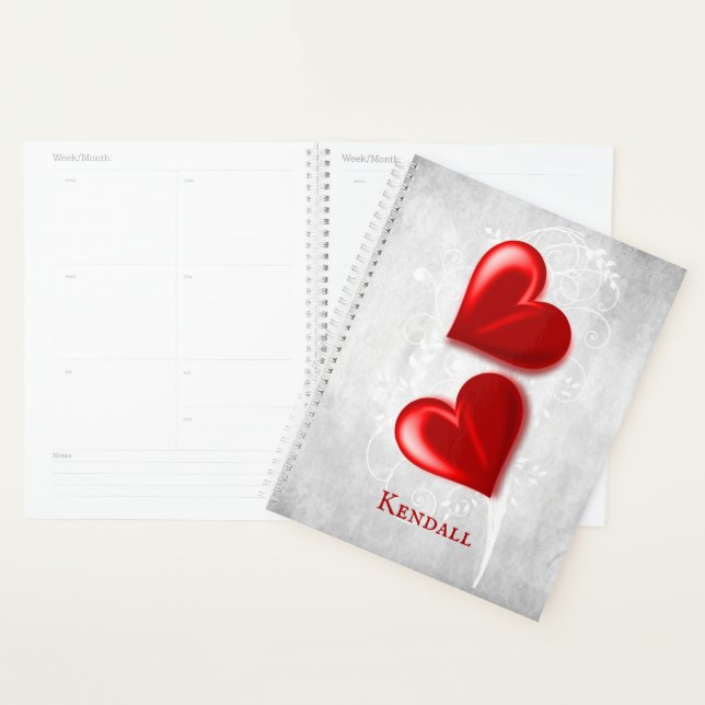 Red Hearts Personalized Planner (Display)