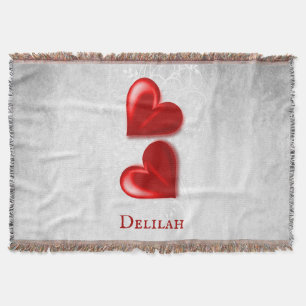 Red Hearts Personalized Throw Blanket