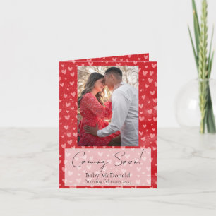 Red hearts photo script pregnancy announcement