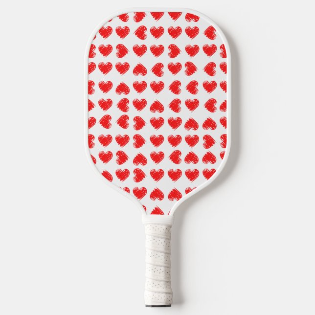 Red hearts pickleball paddle (Front)