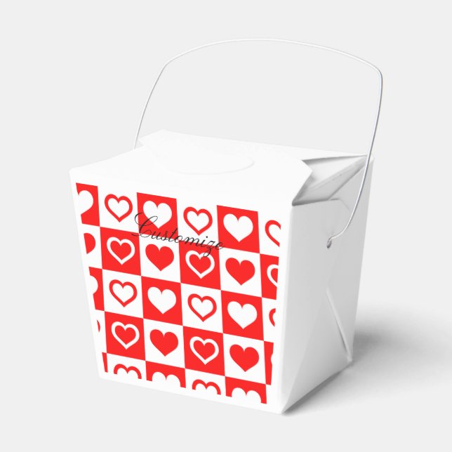 Red Hearts Plaid Pattern Thunder_Cove Favor Box (Front Side)
