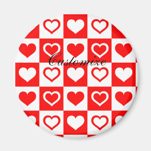Red Hearts Plaid Pattern Thunder_Cove Magnet