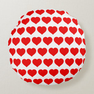 Red hearts romantic simple round pillow