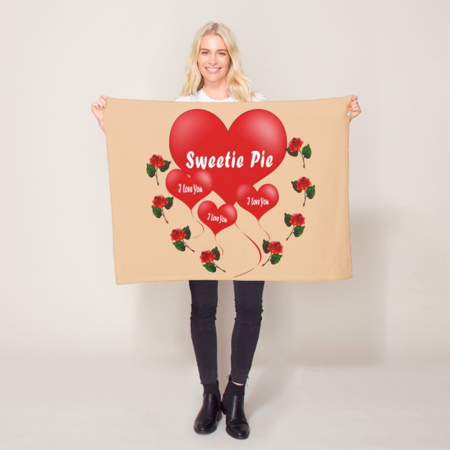 Red Hearts & Roses Fleece Blanket – Romantic (In Situ)