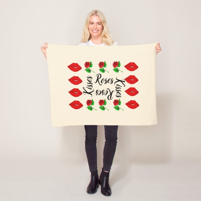 Red Hearts & Roses Fleece Blanket – Romantic (In Situ)
