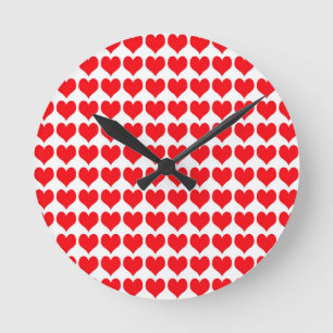 Red Hearts Round Clock