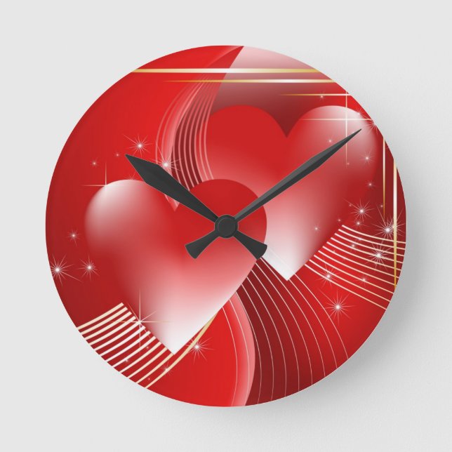 Red Hearts Round Clock (Front)