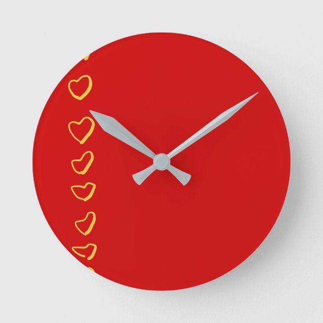 Red Hearts Round Clock (Front)