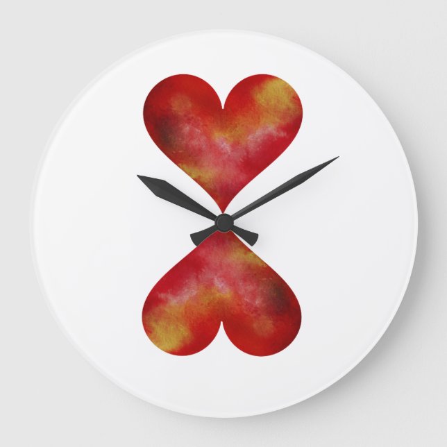 Red Hearts Round (Large) Wall Clock (Front)