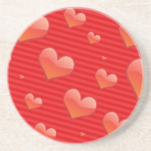 Red Hearts Sandstone Coasters