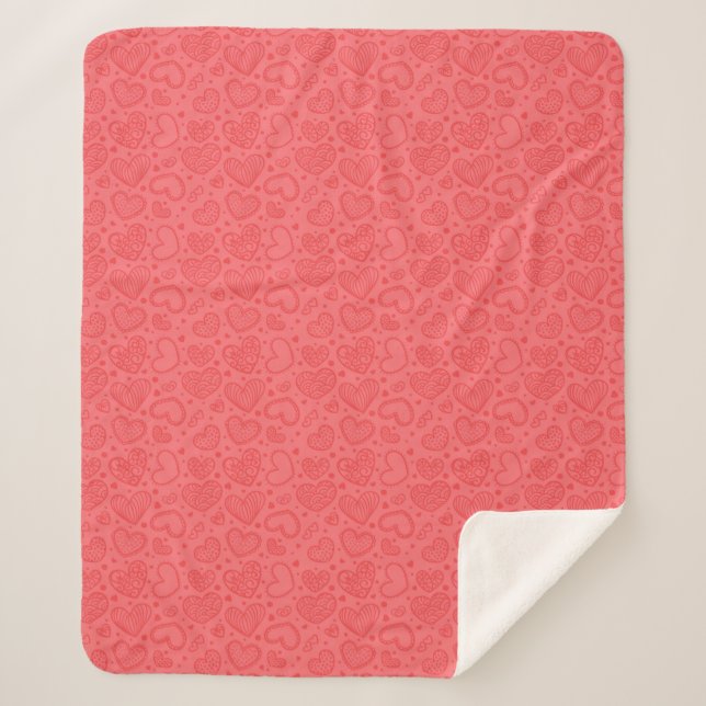 Red Hearts Sherpa Blanket (Front)