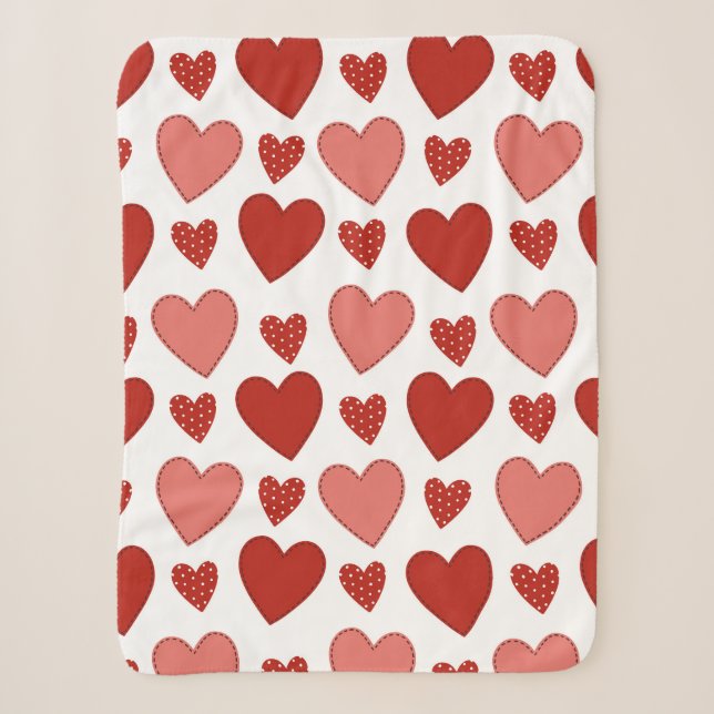 Red Hearts Sherpa Blanket (Front)