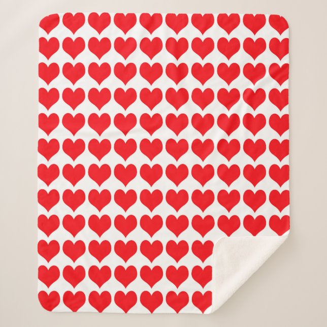 Red Hearts Sherpa Blanket (Front)