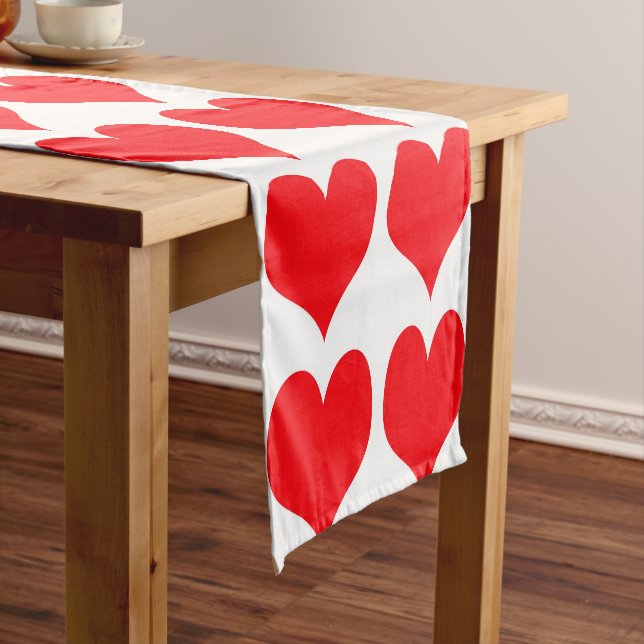 Red Hearts Short Table Runner (In Situ)