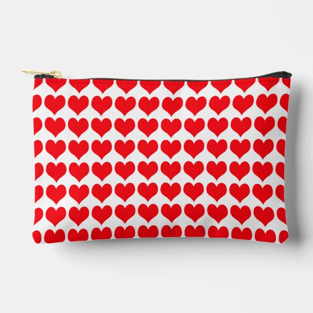 Red Hearts Small Accessory Pouch (Front)