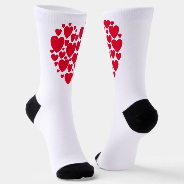 Red hearts, socks (Angled)