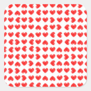 Red hearts square sticker