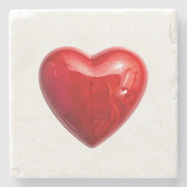 Red hearts stone coaster (Front)