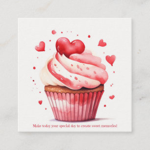 Red Hearts Sweet Cupcake Valentine's Day Card