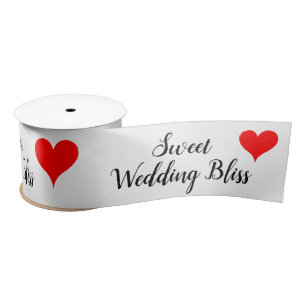 Red Hearts Sweet Wedding Bliss 3 INCH Satin Ribbon