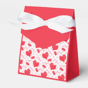 Red hearts, text, "love you" . favor box