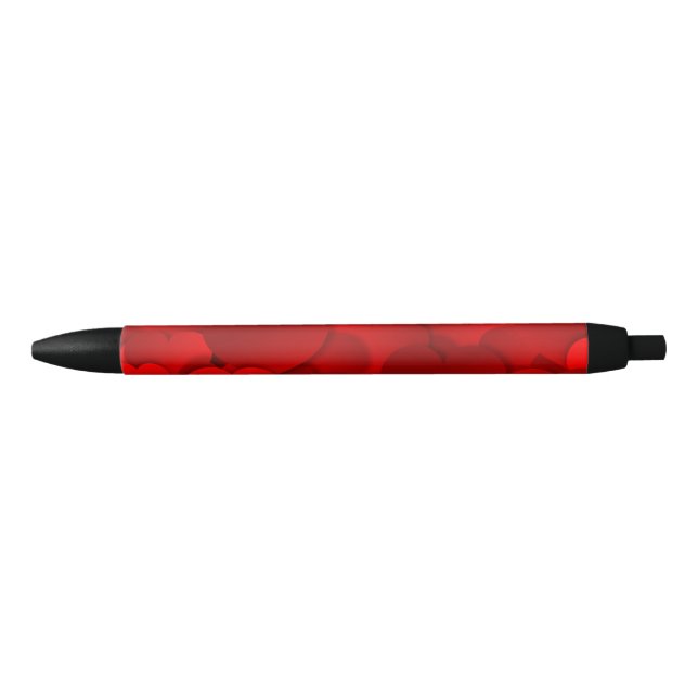 Red Hearts Texture Black Ink Pen (Front)
