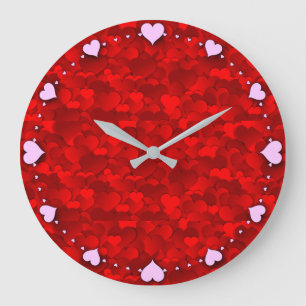 Red Hearts Texture Pattern-19909 Large Clock