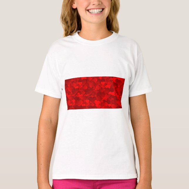 Red Hearts Texture T-Shirt (Front)