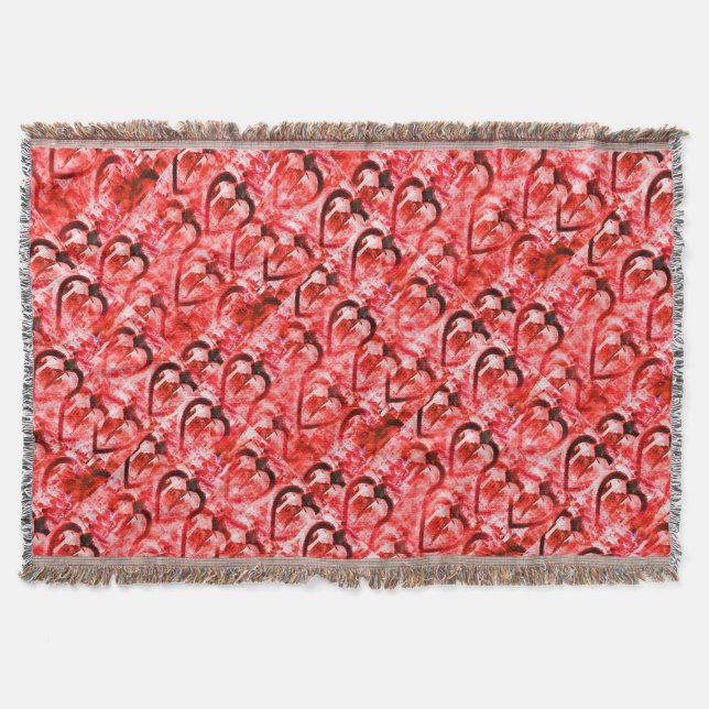 Red hearts throw blanket (Front)