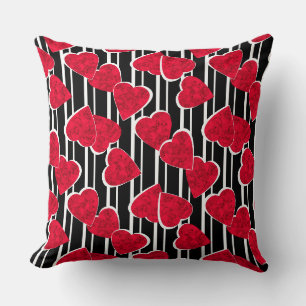 Red hearts throw pillow