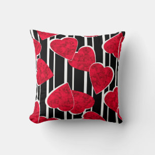 Red hearts throw pillow