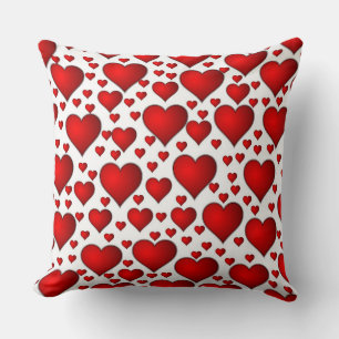 Red Hearts Throw Pillow
