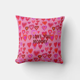 Red hearts throw pillow