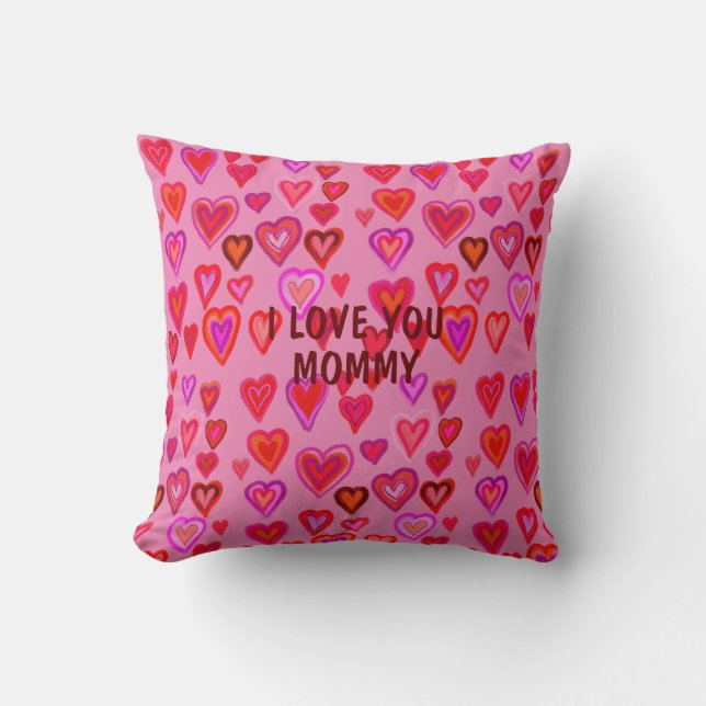 Red hearts throw pillow (Front)