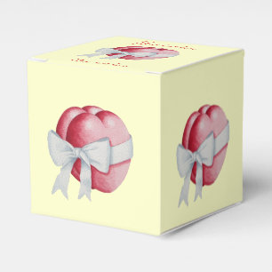 red hearts tied with white bows for weddings favor box