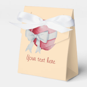 red hearts tied with white ribbon bow wedding favor box