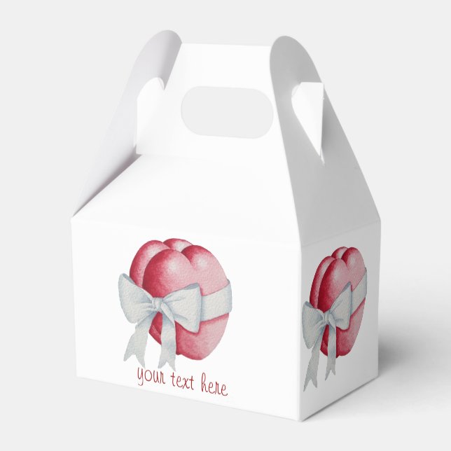 red hearts tied with white ribbon for weddings favor box (Back Side)