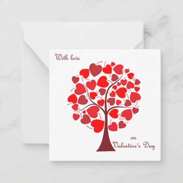 Red Hearts Tree Valentine's Day Card (Front)