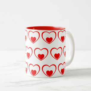 Red hearts Two-Tone coffee mug