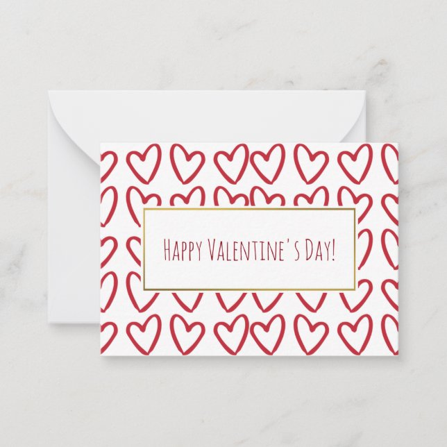 Red Hearts Valentine Cards 100 pack (Front)