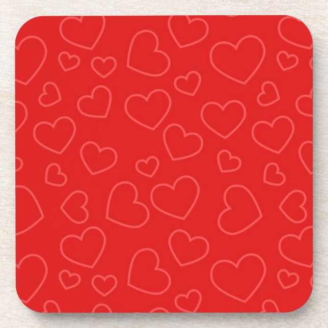 Red Hearts Valentine pattern Coaster (Front)
