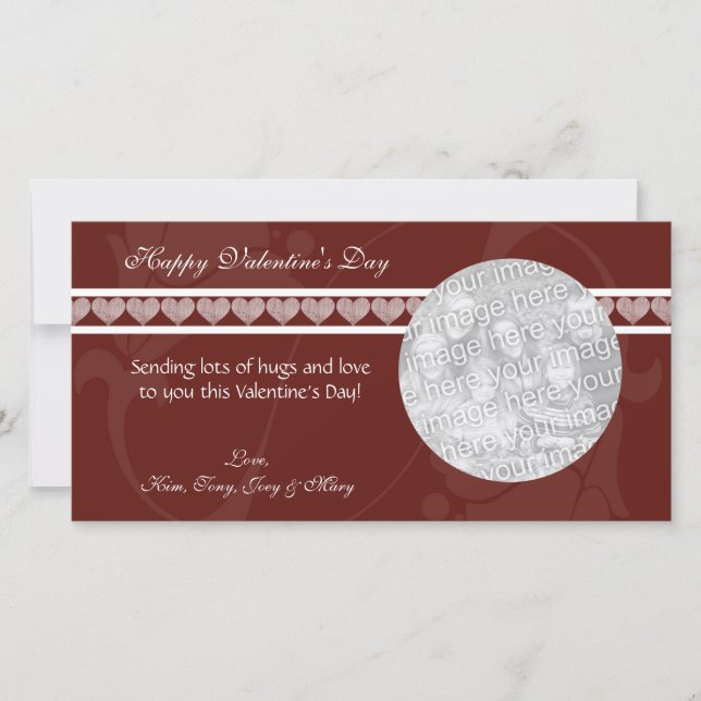 Red Hearts Valentine Photo Cards (Front)