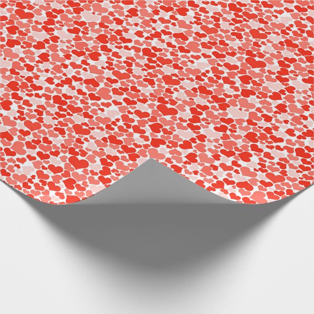 Red Hearts Valentine’s Day Pink Love Holiday Wrapping Paper (Corner)