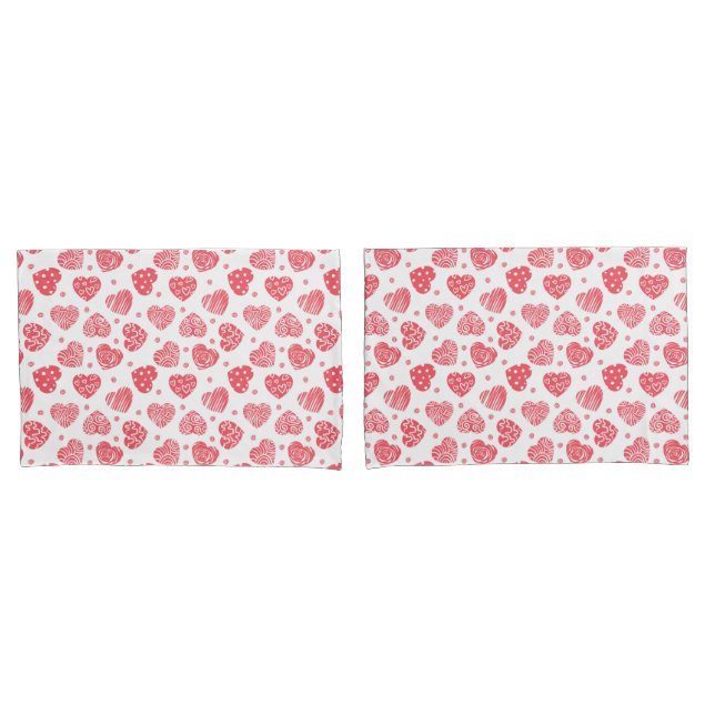 Red Hearts Valentines Day Love  Pillowcase (Front-Set)