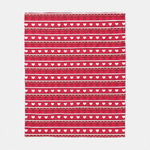 Red Hearts Valentine's Day Pattern Fleece Blanket