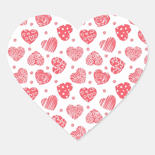 Red Hearts Valentine's day Wedding Heart Sticker (Front)