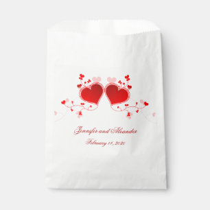 Red Hearts Valentine's Day Wedding Paper Favour Ba Bag